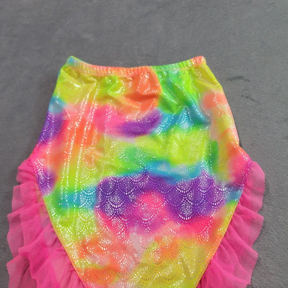 Wonder‎ Nation Swim Cover Up Girls XS 4-5 Rainbow Mermaid Tail Metallic Ruffle